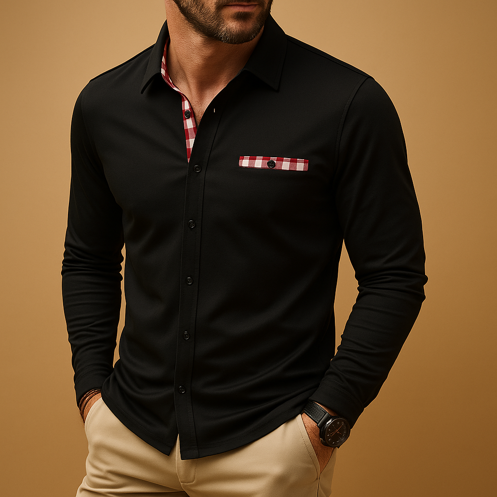 Men’s long sleeve polo shirt with a classic collar and button closure, available in multiple colors, perfect for casual or business wear.