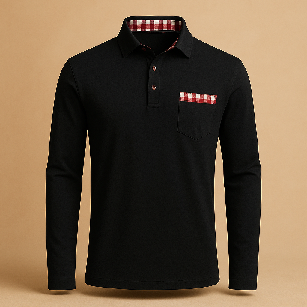 Men’s long sleeve polo shirt with a classic collar and button closure, available in multiple colors, perfect for casual or business wear.