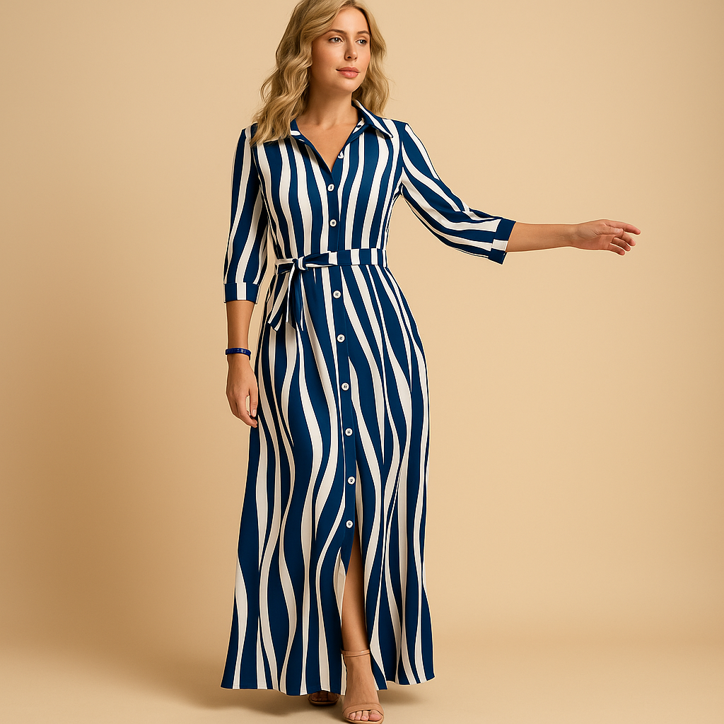 Women’s long summer dress with short sleeves, loose breathable fit, perfect for warm weather, beach days, and casual outings.