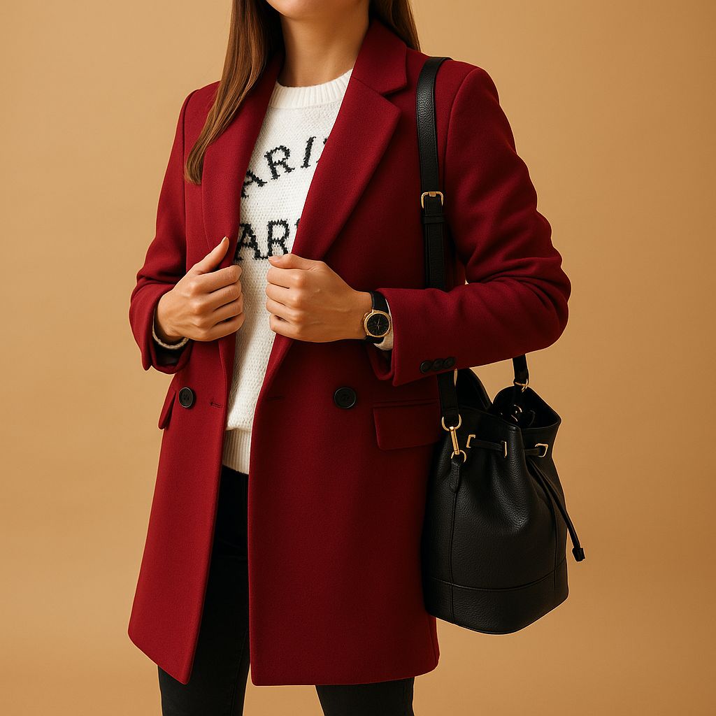 Long tailored winter coat for women with elegant fit and premium insulating fabric, ideal for cold-weather everyday and formal outfits.