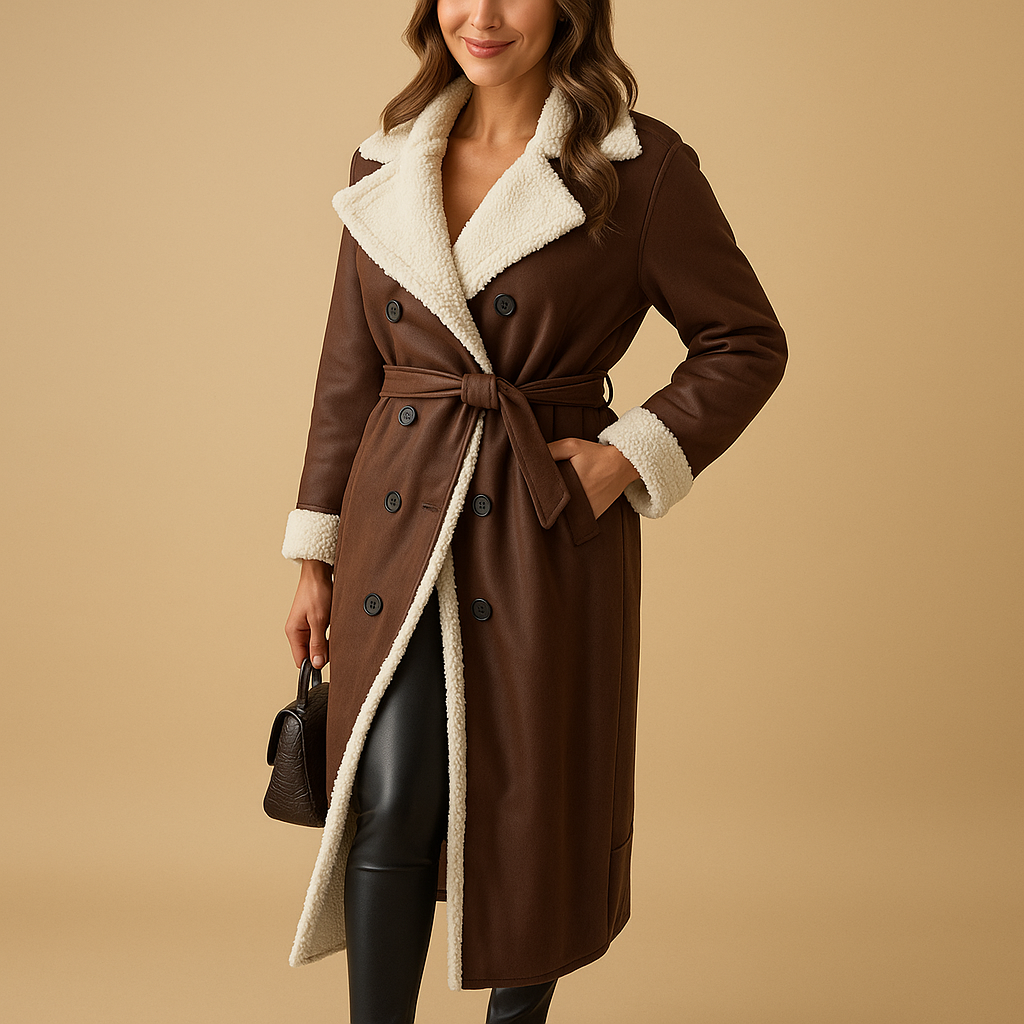 Long winter coat for women with warm quilted lining and full-length design, ideal for cold weather and daily wear.