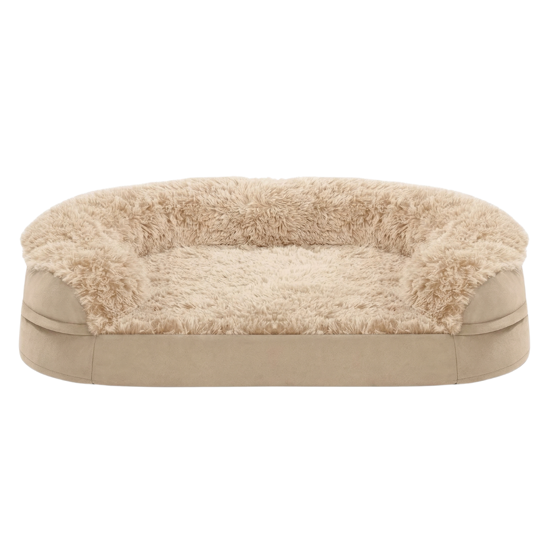 Memory Foam Pet Bed with Bolsters for Dogs and Cats, Washable Cover