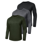 Men’s 3-Pack Long Sleeve Shirts, Quick-Dry Fabric, Stretchable