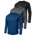 Men’s 3-Pack Long Sleeve Shirts, Quick-Dry Fabric, Stretchable