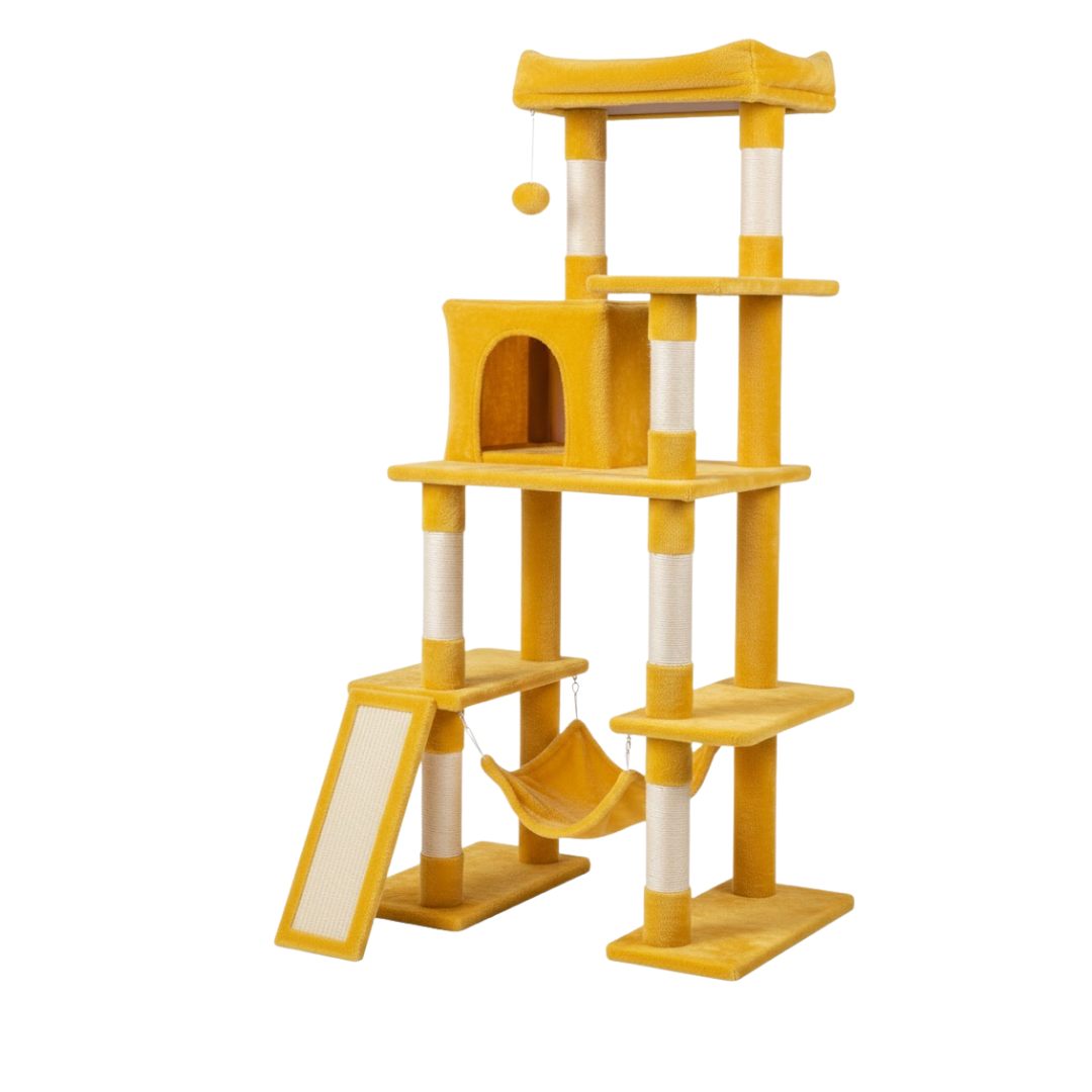 Multi-Level Tree with Scratching Posts, Condo, and Hammock for Cats