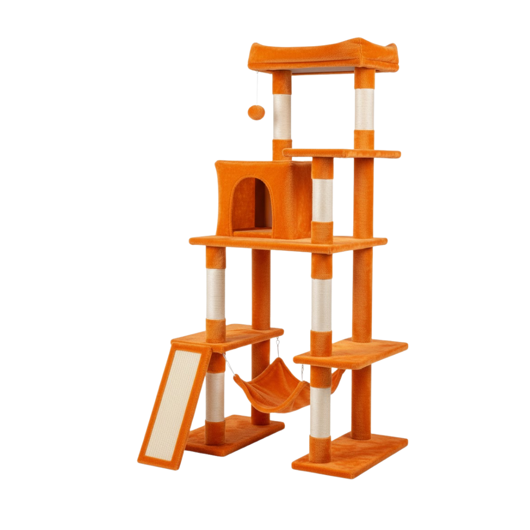 Multi-Level Tree with Scratching Posts, Condo, and Hammock for Cats