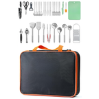 Outdoor Cooking Utensil Set with Stainless Steel Tools & Travel Bag