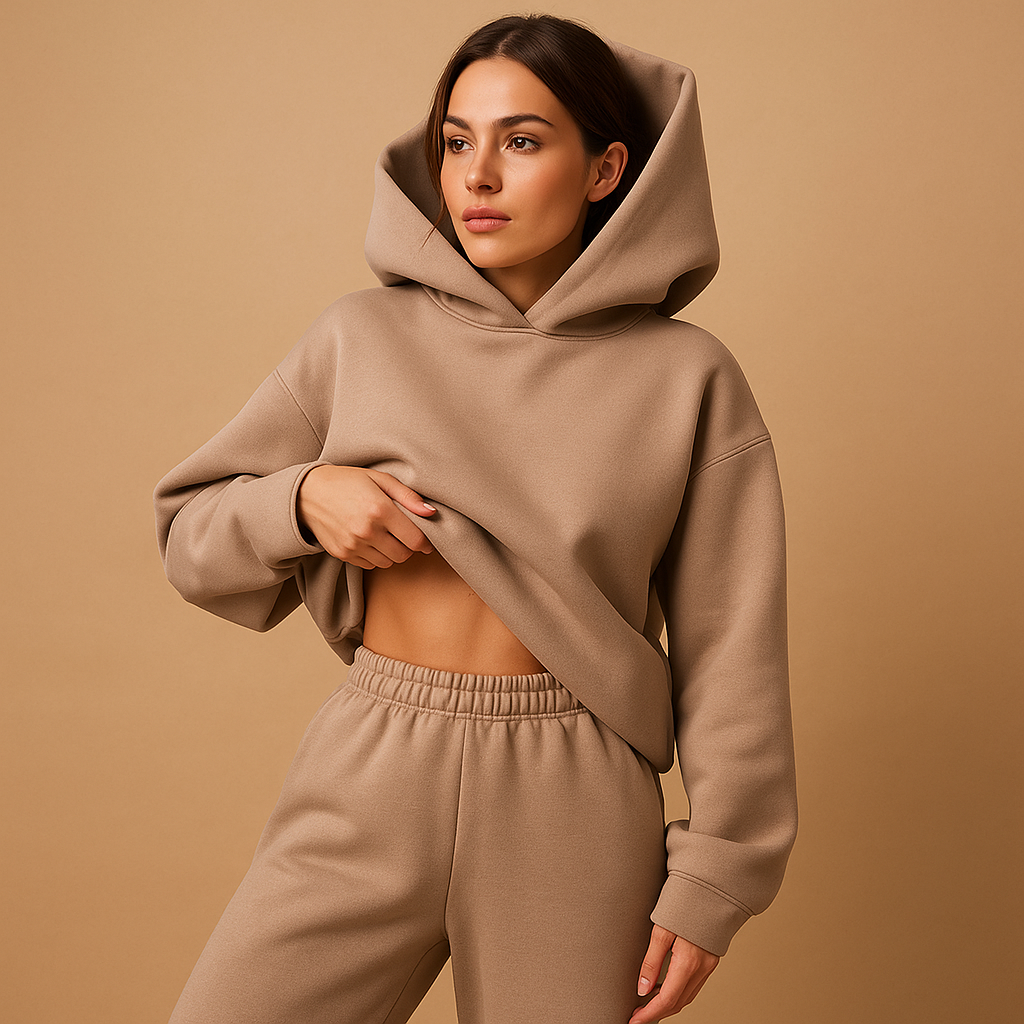 Oversized loungewear set for women with hoodie and joggers, ideal for home relaxation, casual days, and cozy evenings.