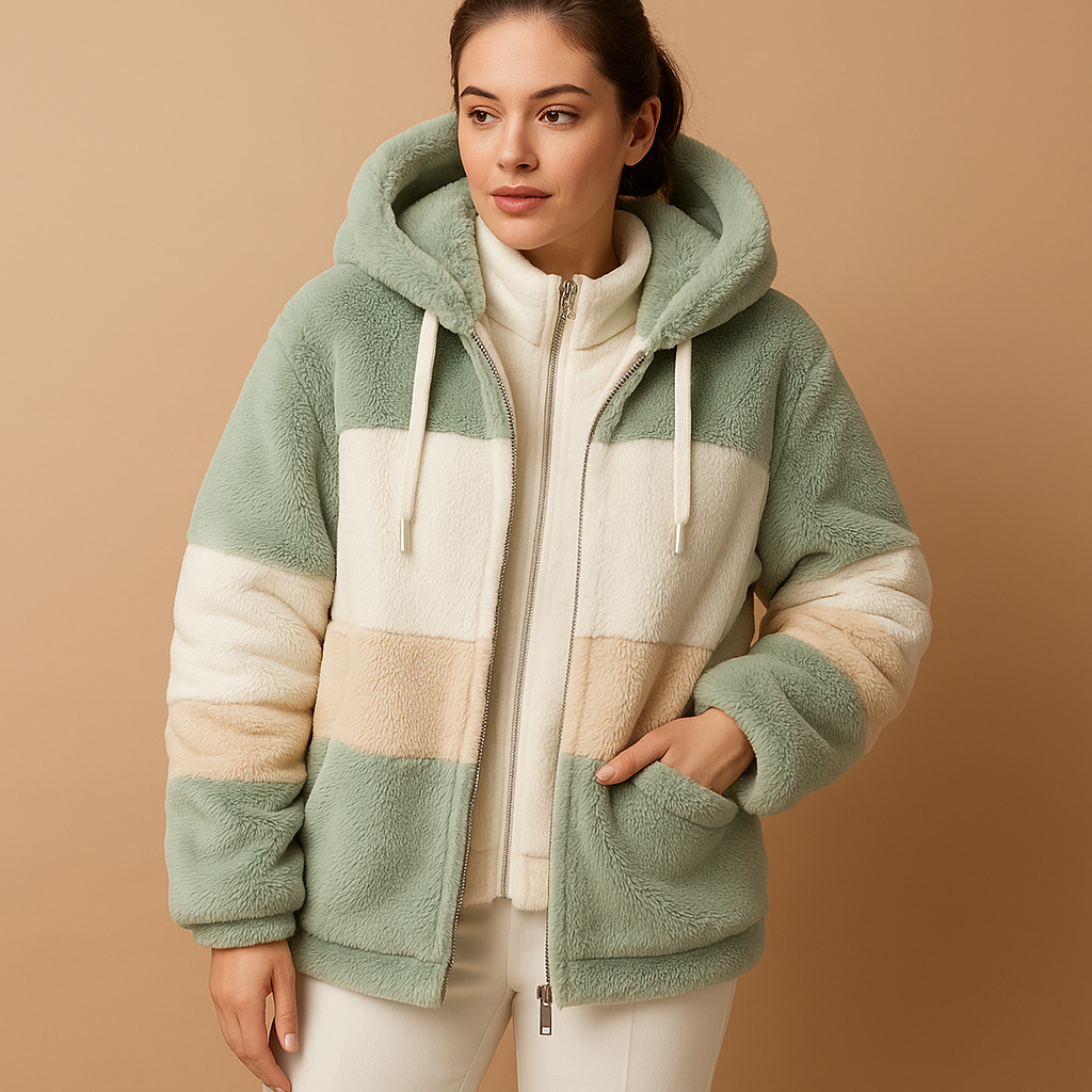 Women’s oversized vintage knitted jacket with side pockets, warm knit fabric, available in six vintage-inspired colors.