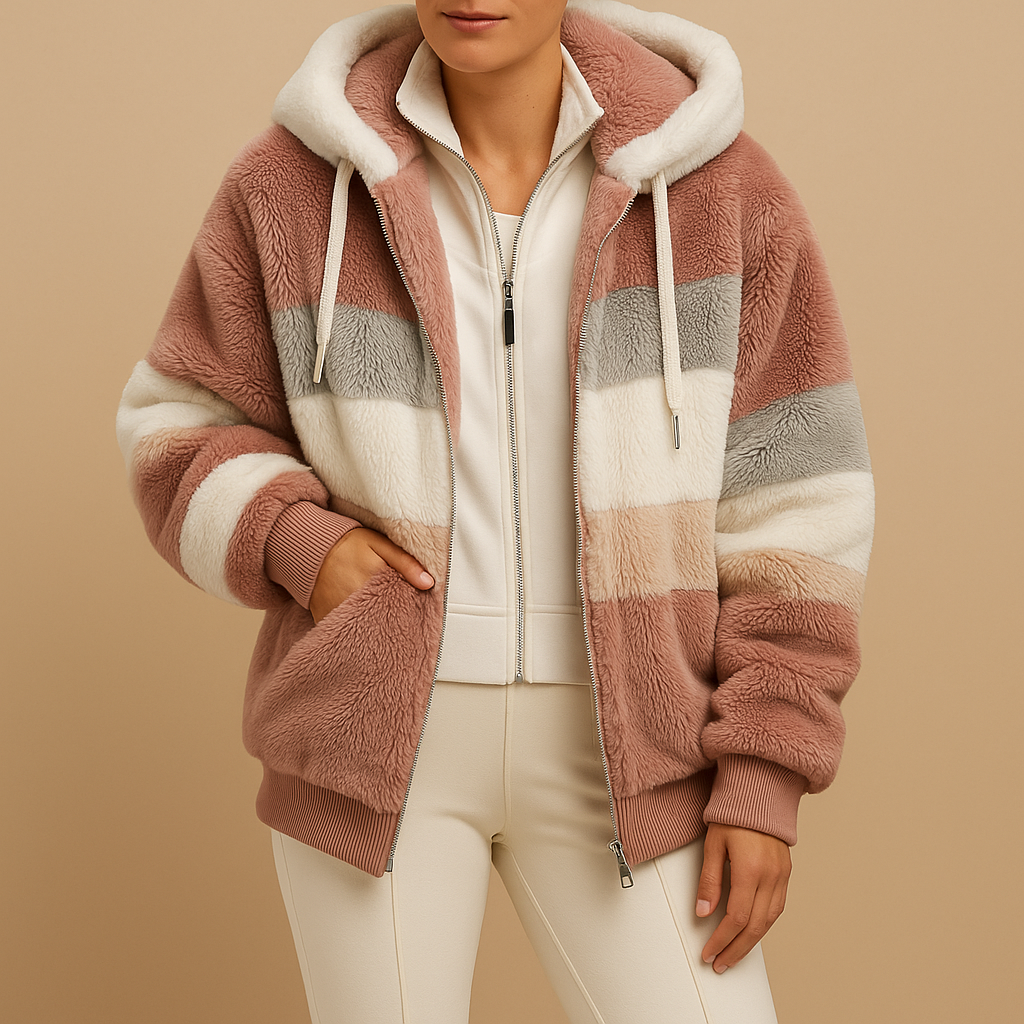 Women’s oversized vintage knitted jacket with side pockets, warm knit fabric, available in six vintage-inspired colors.