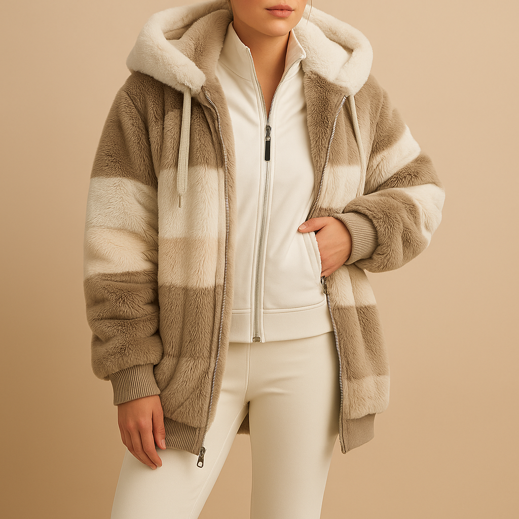 Women’s oversized vintage knitted jacket with side pockets, warm knit fabric, available in six vintage-inspired colors.