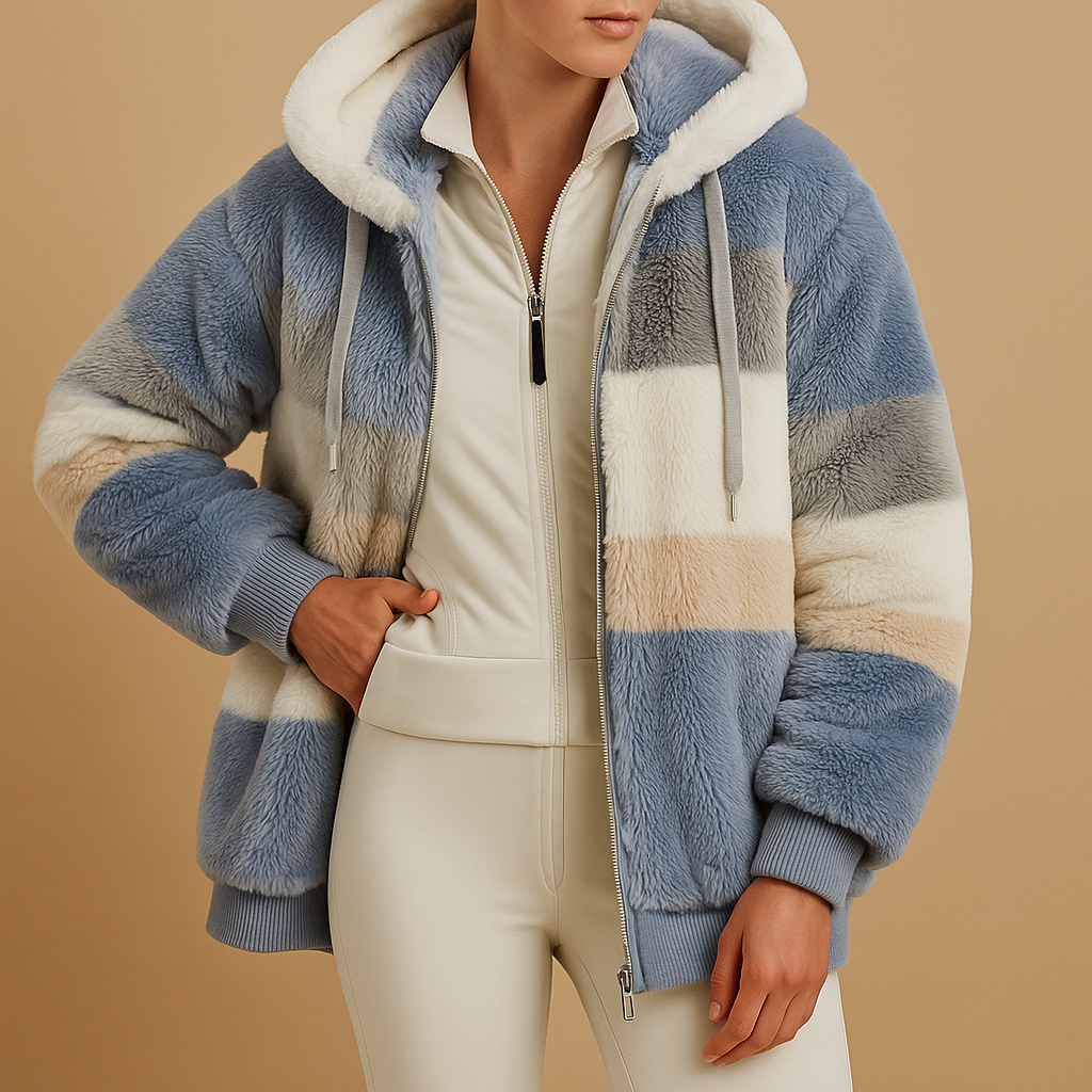 Women’s oversized vintage knitted jacket with side pockets, warm knit fabric, available in six vintage-inspired colors.