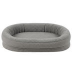 Pet Bed with Raised Bolster Edges and Zippered Removable Cover