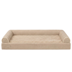 Pet Bed with Soft Fleece Surface and Three Sided Bolster Edges