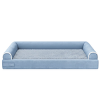 Pet Bed with Soft Fleece Surface and Three Sided Bolster Edges