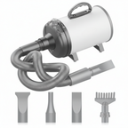 Pet Grooming Blow Dryer with Adjustable Airflow and Four Nozzles