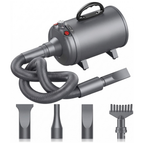 Pet Grooming Blow Dryer with Adjustable Airflow and Four Nozzles