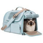 Pet Travel Carrier with Mesh Panels and Pockets for Small Cats & Dogs