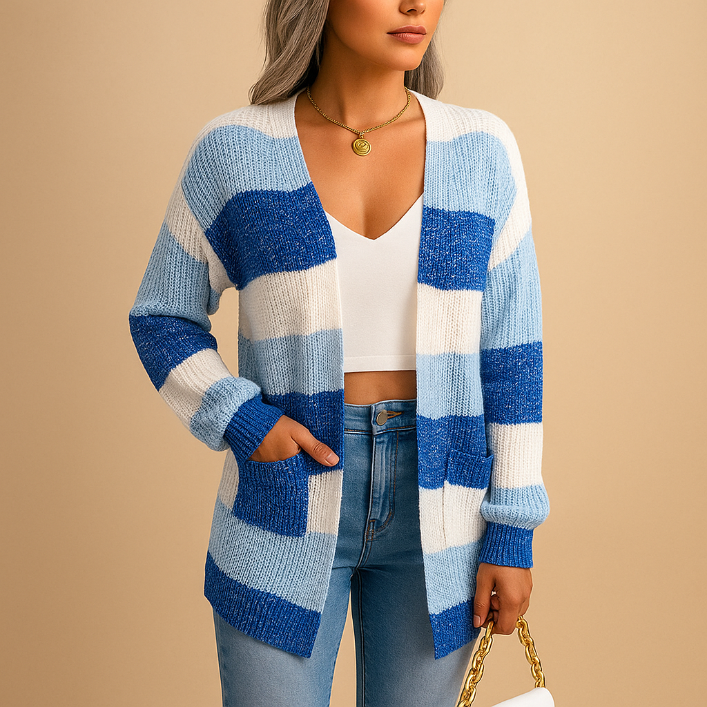 Plaid puff-sleeve cardigan for women with slim fit and statement sleeves, ideal for layering with jeans, skirts, or leggings.
