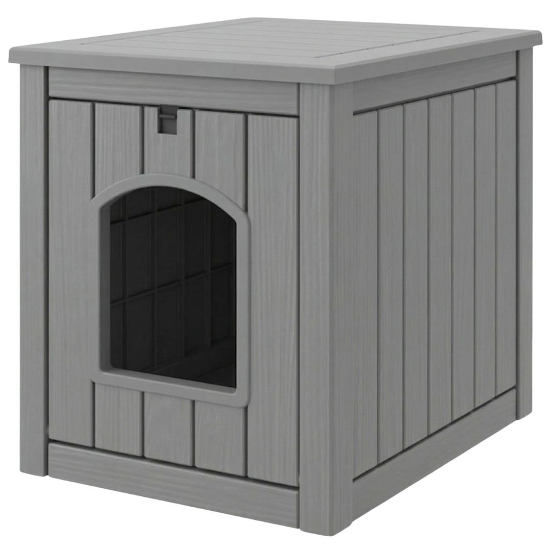 Plastic Cat Litter Box Enclosure Side Table with Openable Door