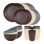 Reusable Plastic Plates and Bowls Set for Camping and Home Use