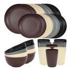Reusable Plastic Plates and Bowls Set for Camping and Home Use