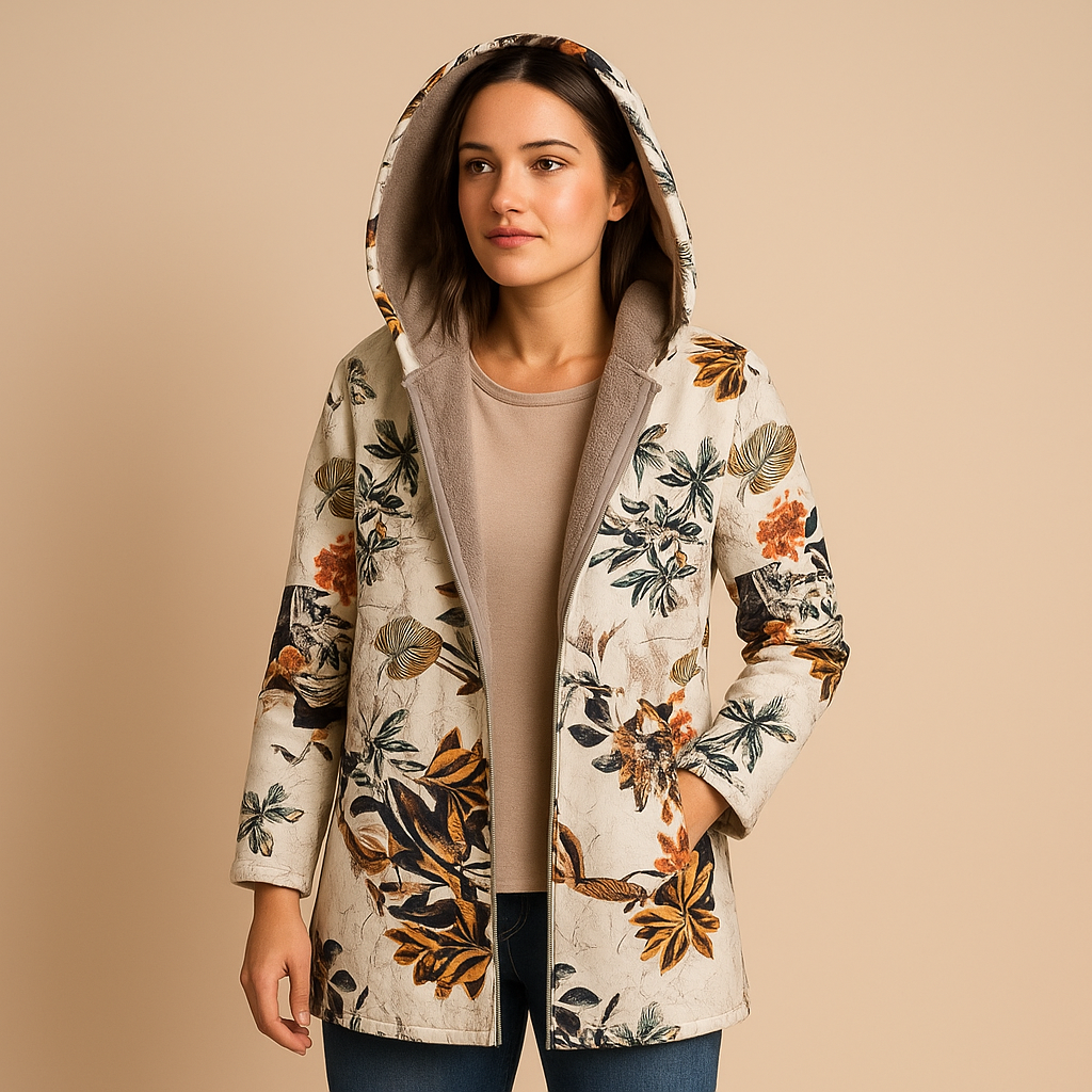 Reversible thermal jacket for women with hood, lightweight quick-drying fabric and flattering fit, ideal for cold weather and daily winter outfits.