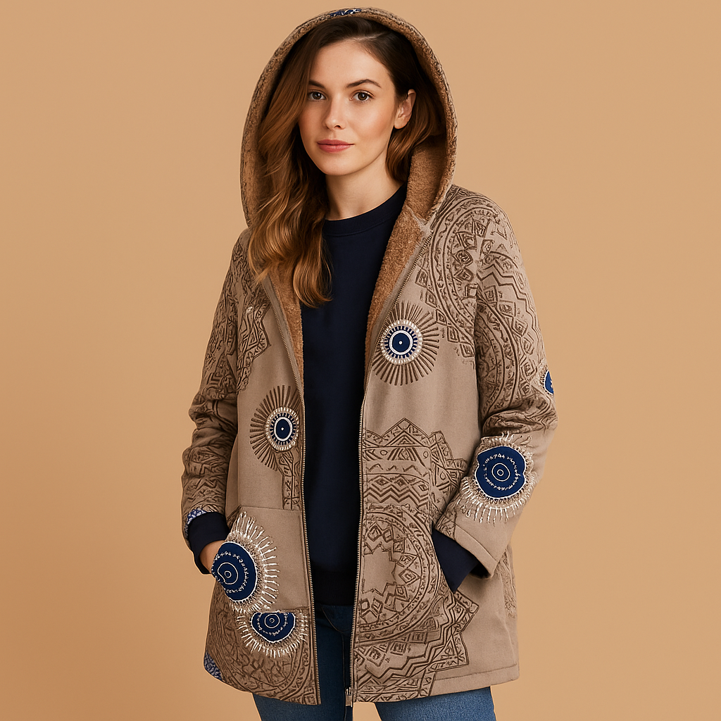 Reversible thermal jacket for women with hood, lightweight quick-drying fabric and flattering fit, ideal for cold weather and daily winter outfits.