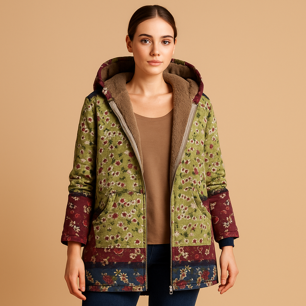 Reversible thermal jacket for women with hood, lightweight quick-drying fabric and flattering fit, ideal for cold weather and daily winter outfits.