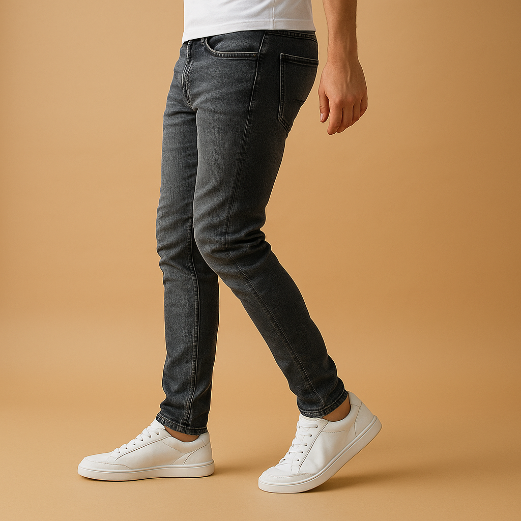 Men’s ripped slim-fit jeans made from durable stretch denim, featuring a modern urban look ideal for casual and streetwear outfits.