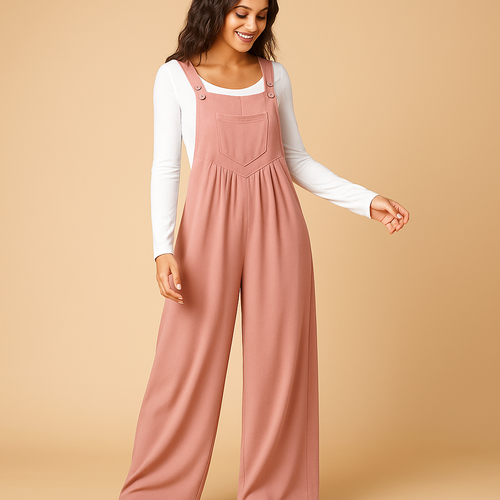 Stylish women’s sleeveless ruched jumpsuit with pockets and relaxed fit, perfect for casual days, weekend trips, or running errands.