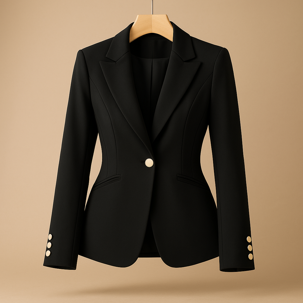 Slim fit blazer for women with a classic lapel collar and lightweight design, ideal for casual moments and all-season wear.