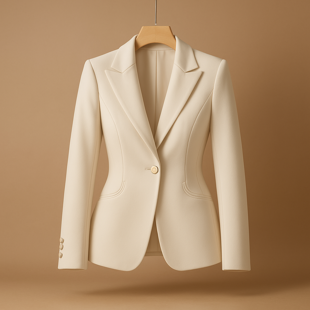 Slim fit blazer for women with a classic lapel collar and lightweight design, ideal for casual moments and all-season wear.