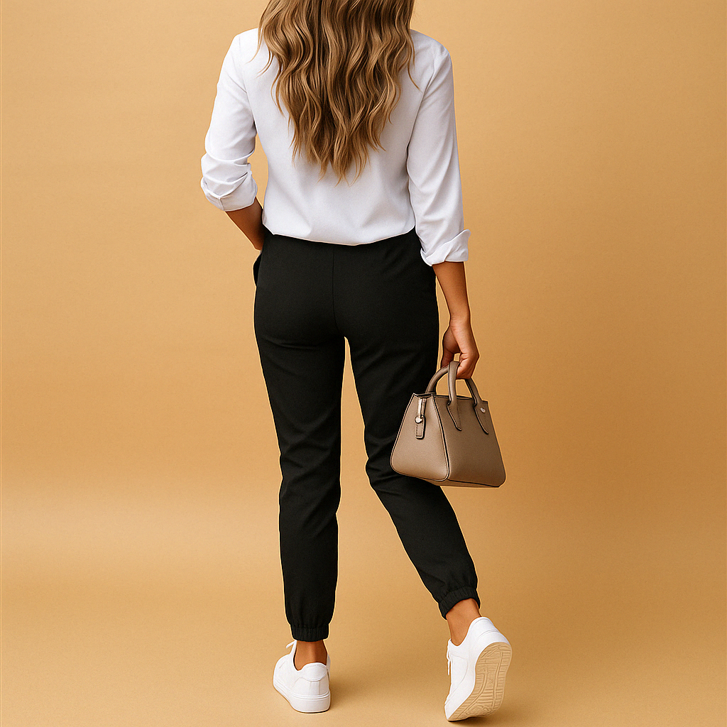 Women’s slim fit chino trousers with light stretch, offering a flattering fit and versatile style for office wear, casual outfits, and everyday use.