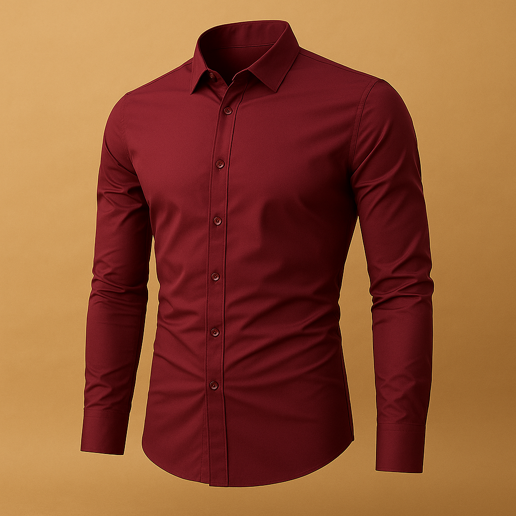 Slim fit cotton shirt for men with turndown collar and tailored design, perfect for office wear and casual occasions.