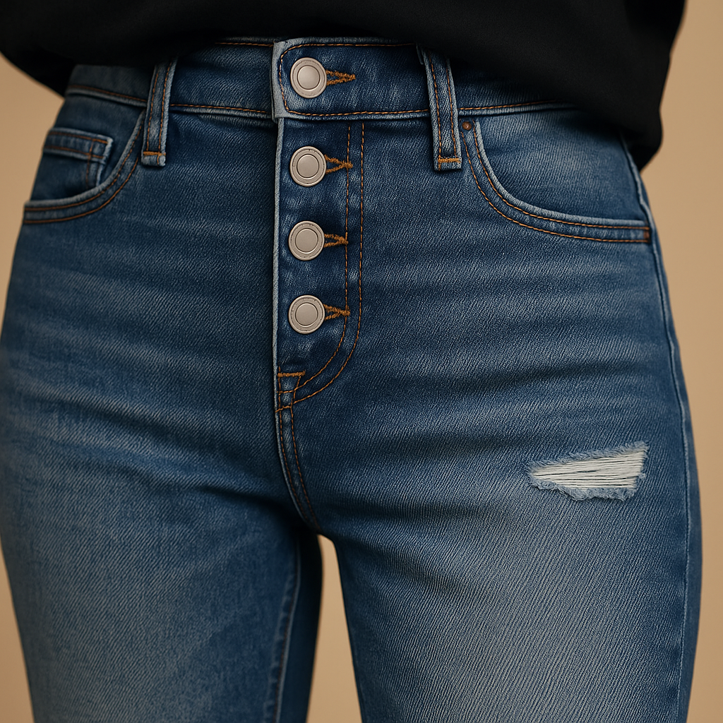 Women’s slim fit ripped jeans with flattering stretch fit and trendy distressed details. Ideal for casual days, evenings out, and modern style.