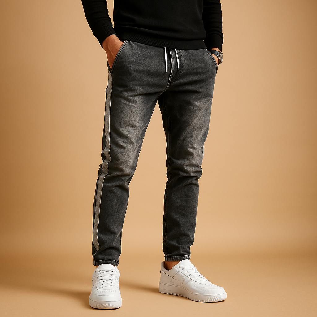 Men’s slim-fit stretch jeans made from premium denim, offering flexibility, comfort, and a stylish modern wash for casual or smart looks.
