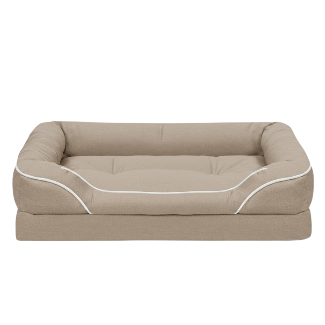 Soft Pet Bed with Bolsters, Anti-Slip Bottom, Removable Cover