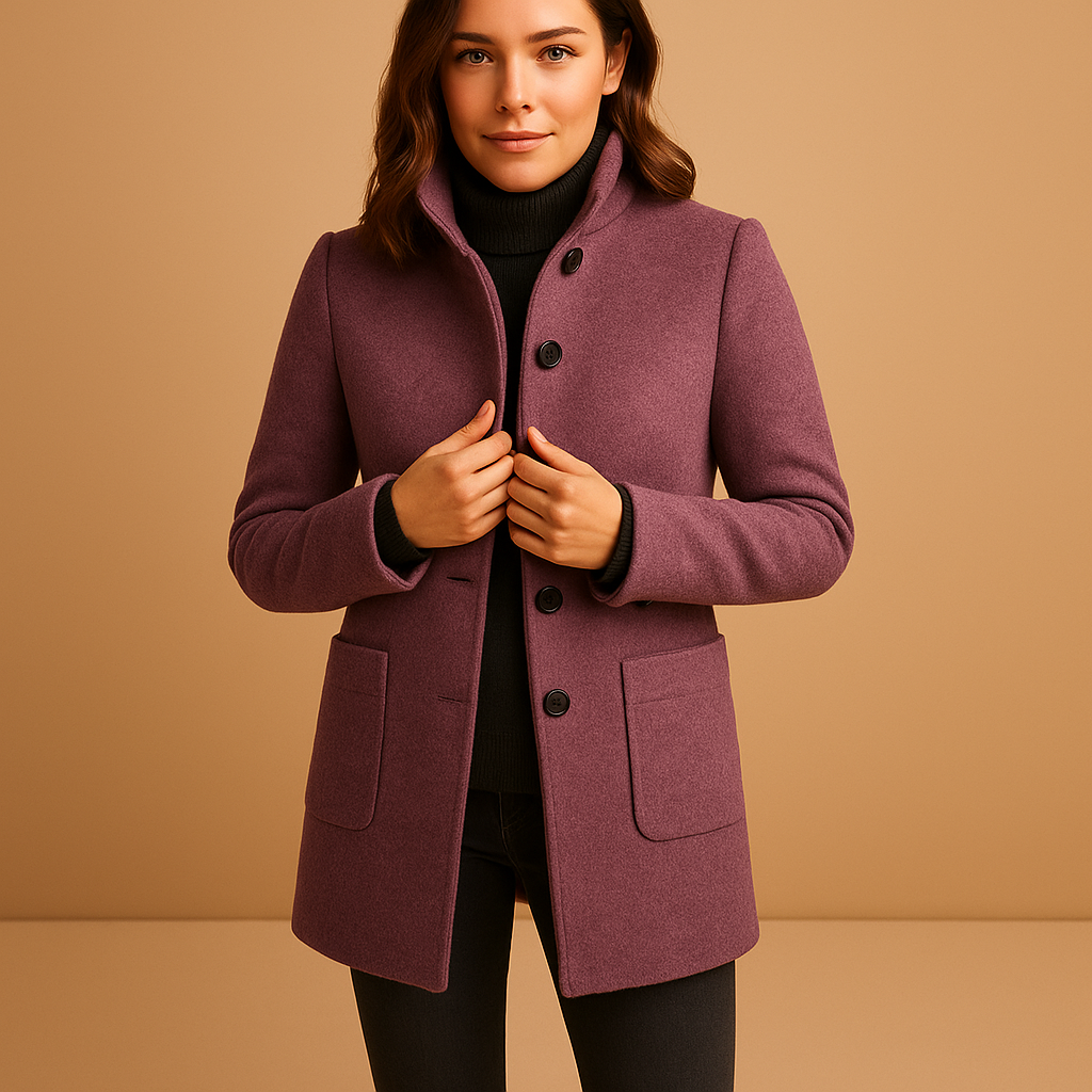 Soft winter coat for women with relaxed fit, elegant details, and warm fabric—perfect for casual outings, winter walks, or everyday wear.