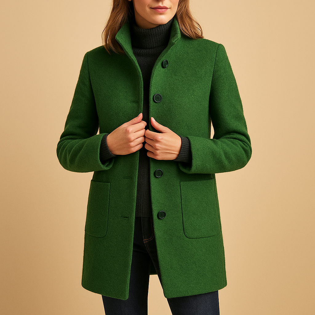 Soft winter coat for women with relaxed fit, elegant details, and warm fabric—perfect for casual outings, winter walks, or everyday wear.