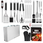 Stainless Steel BBQ Grill Tool Set with Aluminum Storage Case