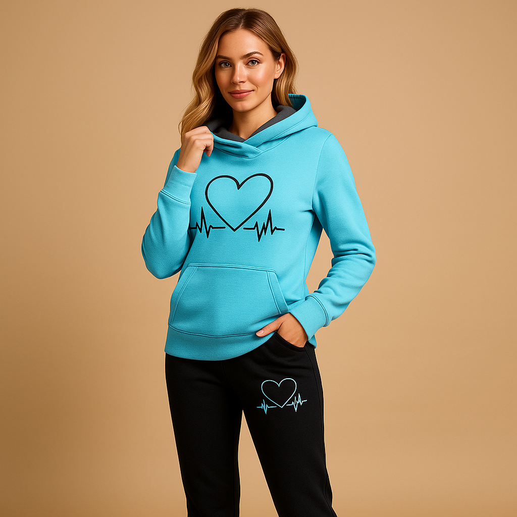Two-piece streetwear set for women with jacket and joggers, combining comfort and modern style for casual or city wear.