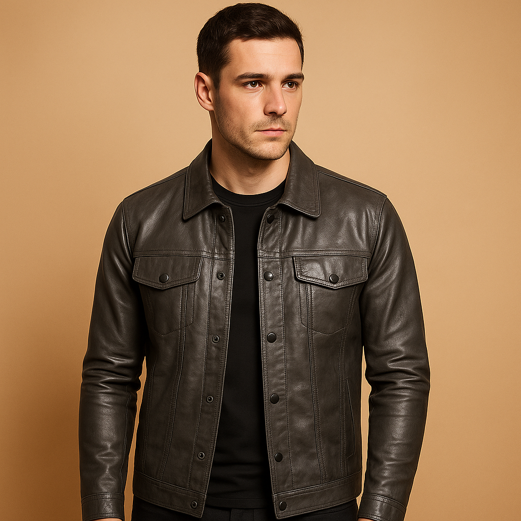 Men’s stylish biker jacket with sleek fit and modern streetwear details, ideal for motorcycle rides and casual everyday wear.