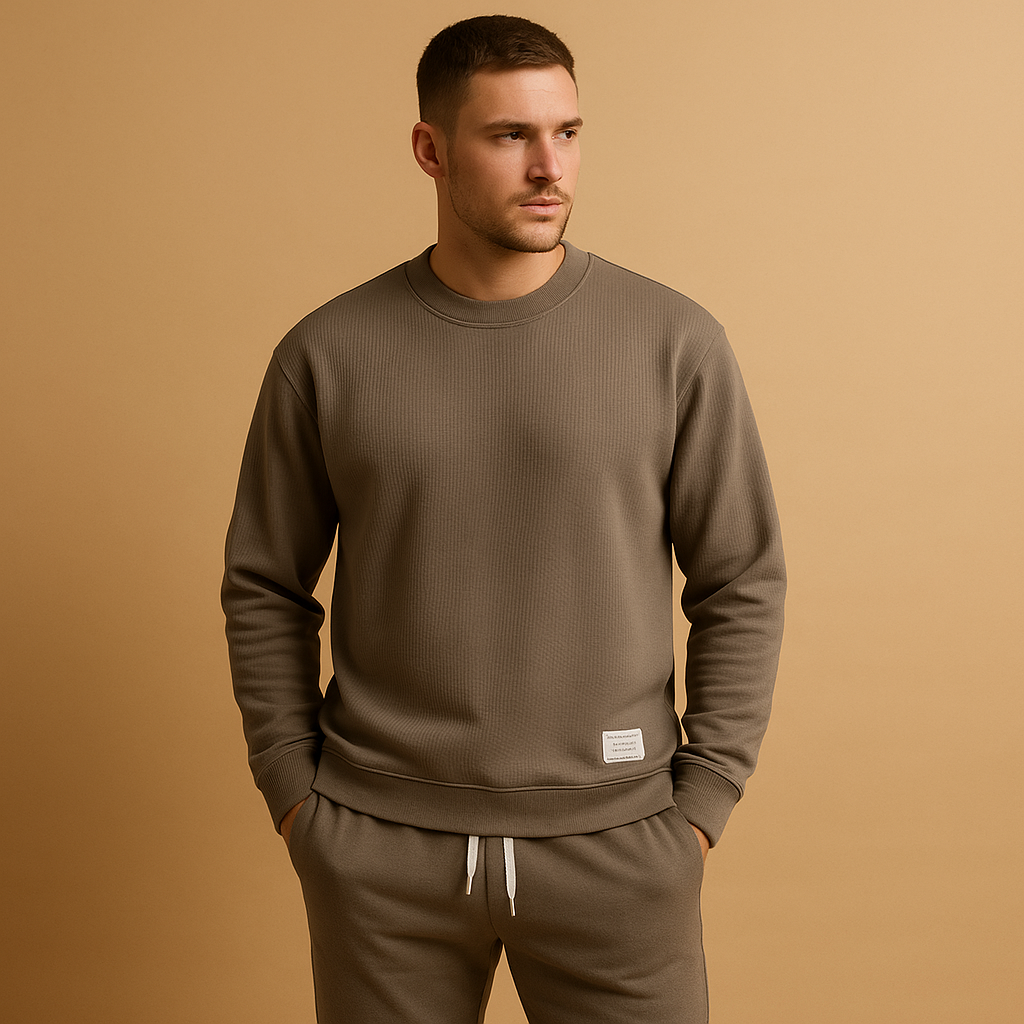 Men’s sweater and jogger jeans set with a modern fit, perfect for casual wear, light activities, and relaxed everyday comfort.