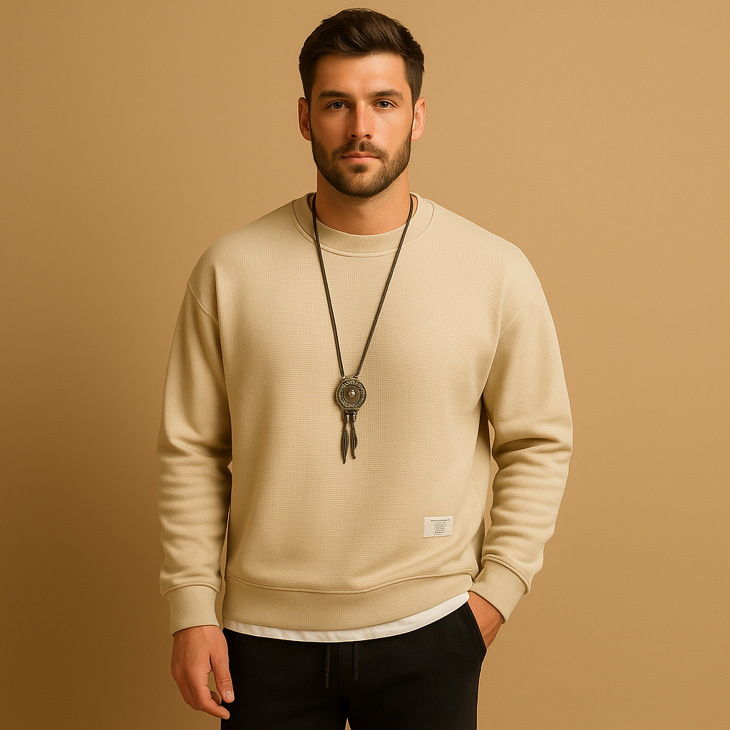Men’s sweater and jogger jeans set with a modern fit, perfect for casual wear, light activities, and relaxed everyday comfort.