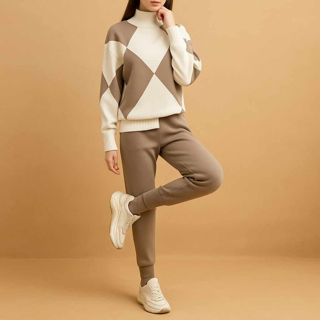 Two-piece loungewear set for women with sweatshirt and joggers, perfect for cozy days at home or relaxed casual outings.