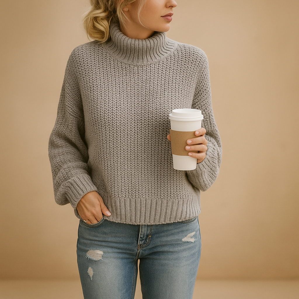 Women’s timeless knitted sweater with cozy fit, soft fabric, and neutral tones. Perfect for year-round wear, from casual days to home comfort.