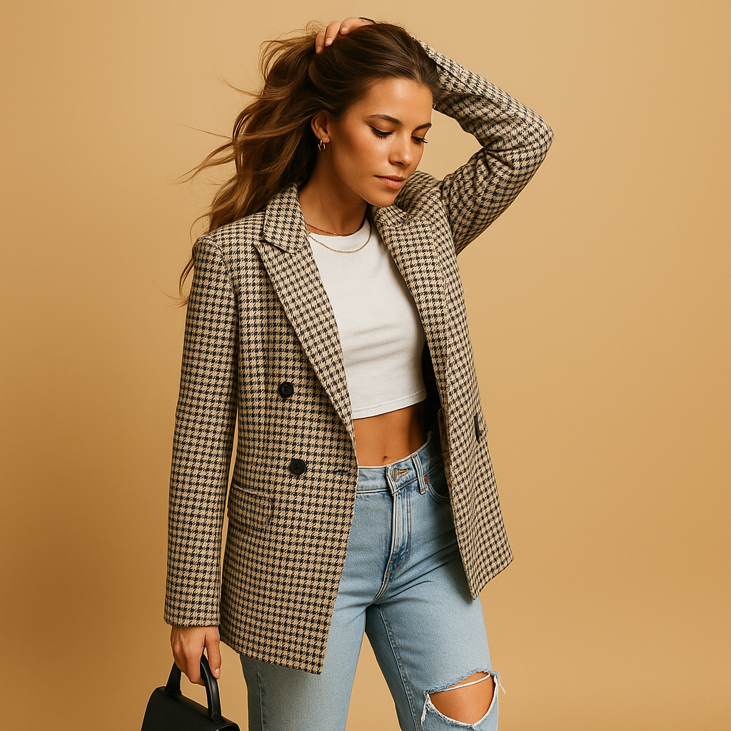Timeless tailored blazer for women with an elegant fitted silhouette and breathable comfort, ideal for work, formal events, or chic casual outfits.