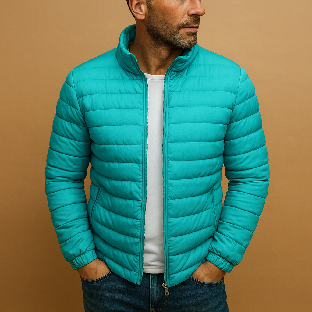 Men’s trendy quilted summer jacket with lightweight design, perfect for spring and summer wear, ideal for casual or smart looks.