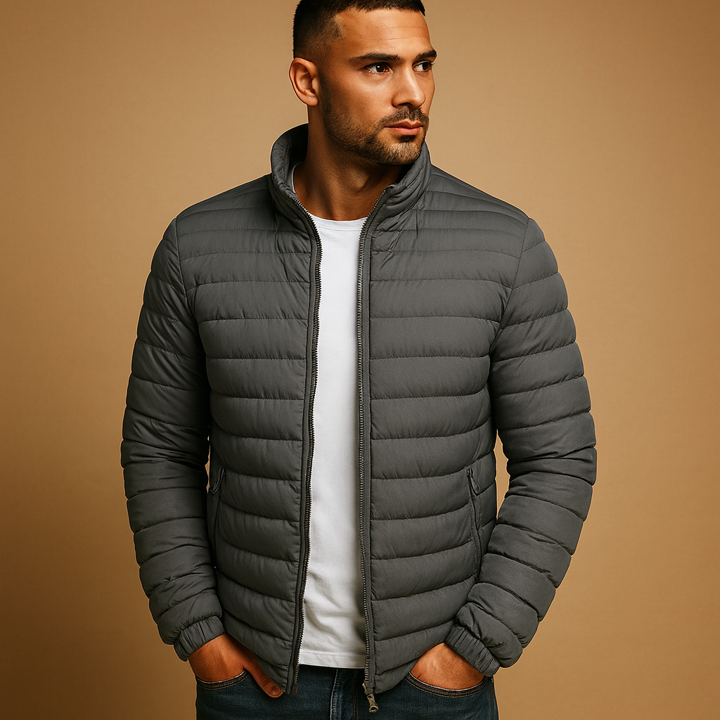 Men’s trendy quilted summer jacket with lightweight design, perfect for spring and summer wear, ideal for casual or smart looks.